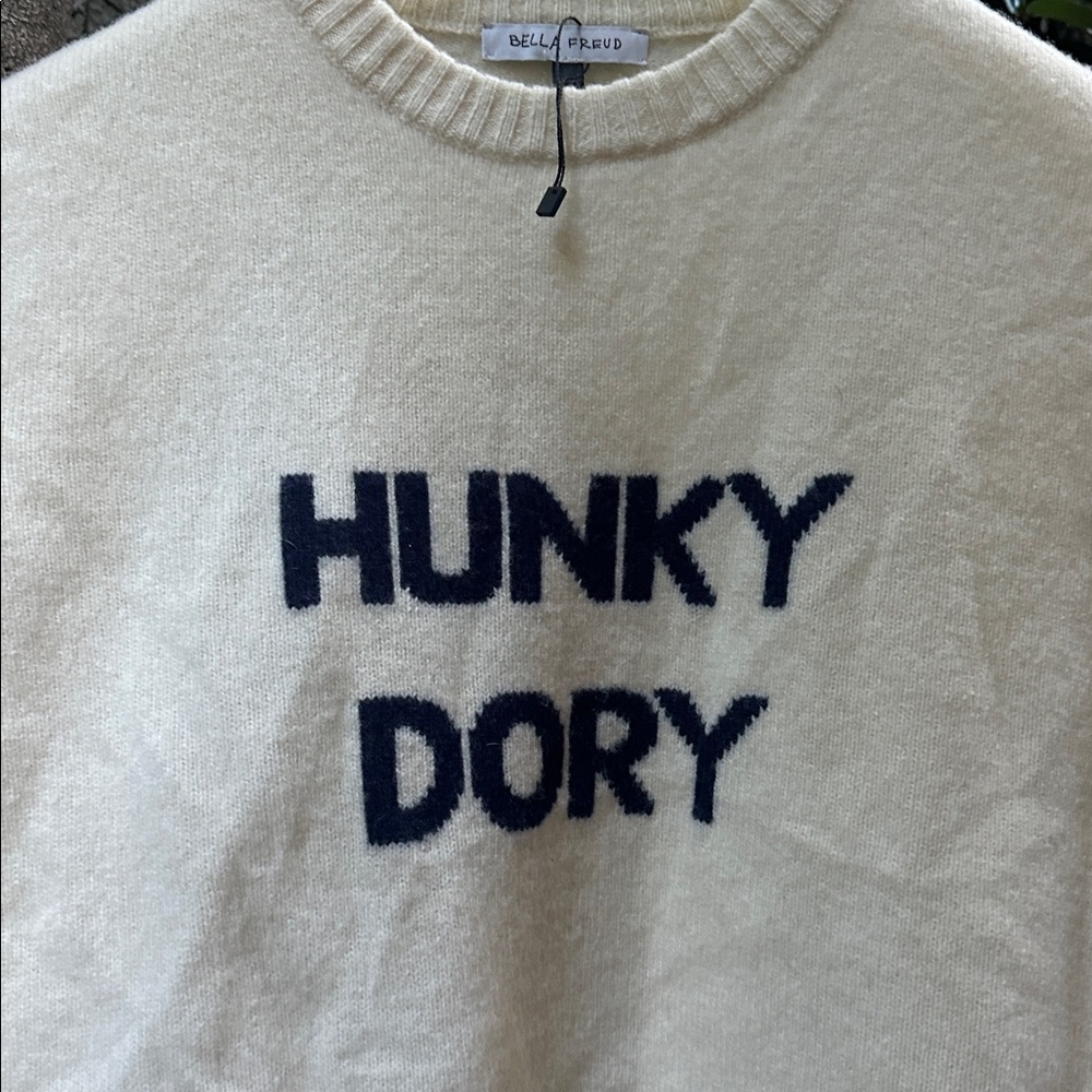 Bella  Freud Hunky Dory Intarsia Merino Wool Sweater in Ivory - Picture 4 of 6